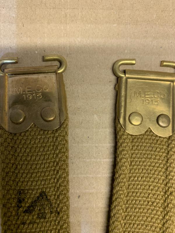 LEE ENFIELD SMLE SLING MARKED MECo 1913 WITH BROAD ARROW MARK.