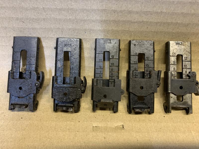 LEE ENFIELD No4 REAR SIGHTS X5 IN VARIOUS STATES OF DISREPAIR.2