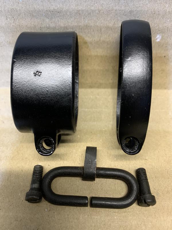 LEE ENFIELD No4 MILLED LONGBRANCH MARKED BAND SET AND SWIVEL. ALL LONGBRANCH MARKED.